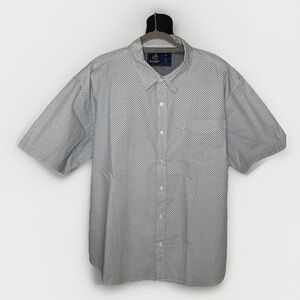 Rugby University Men’s 2X Short Sleeve Button Up Shirt Blue Geometric